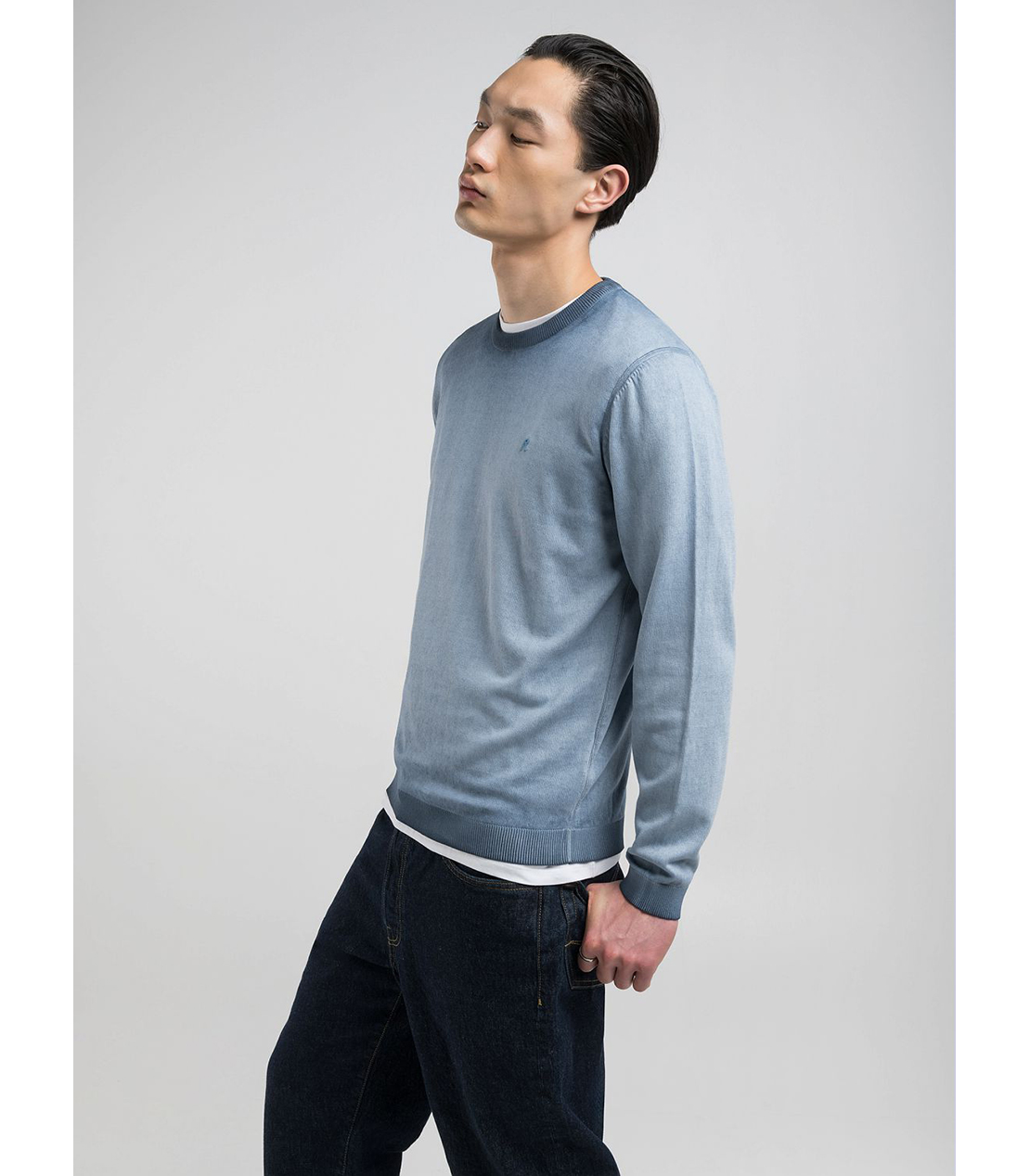 オンブレ ソフトコットンニット 詳細画像 グレイッシュブルー 3